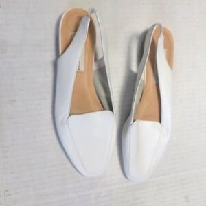 Calico Elegant White Leather Slingback Flats Size 8.5M